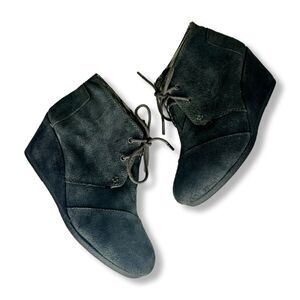TOMS Desert Wedge Castlerock Grey Suede Boots Ankle Boots Sz: 8.5